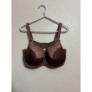 Curvy Couture Tulip Lace Push Up Bra Brown Lined Underwire Full Coverage 36G